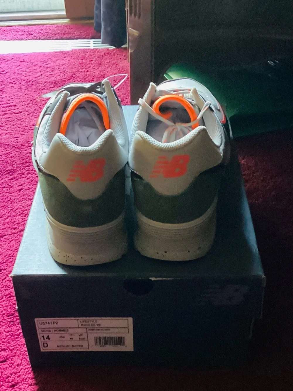 New Balance Men's Sneakers - White, Black & Orange Trim - Picture 2 of 3
